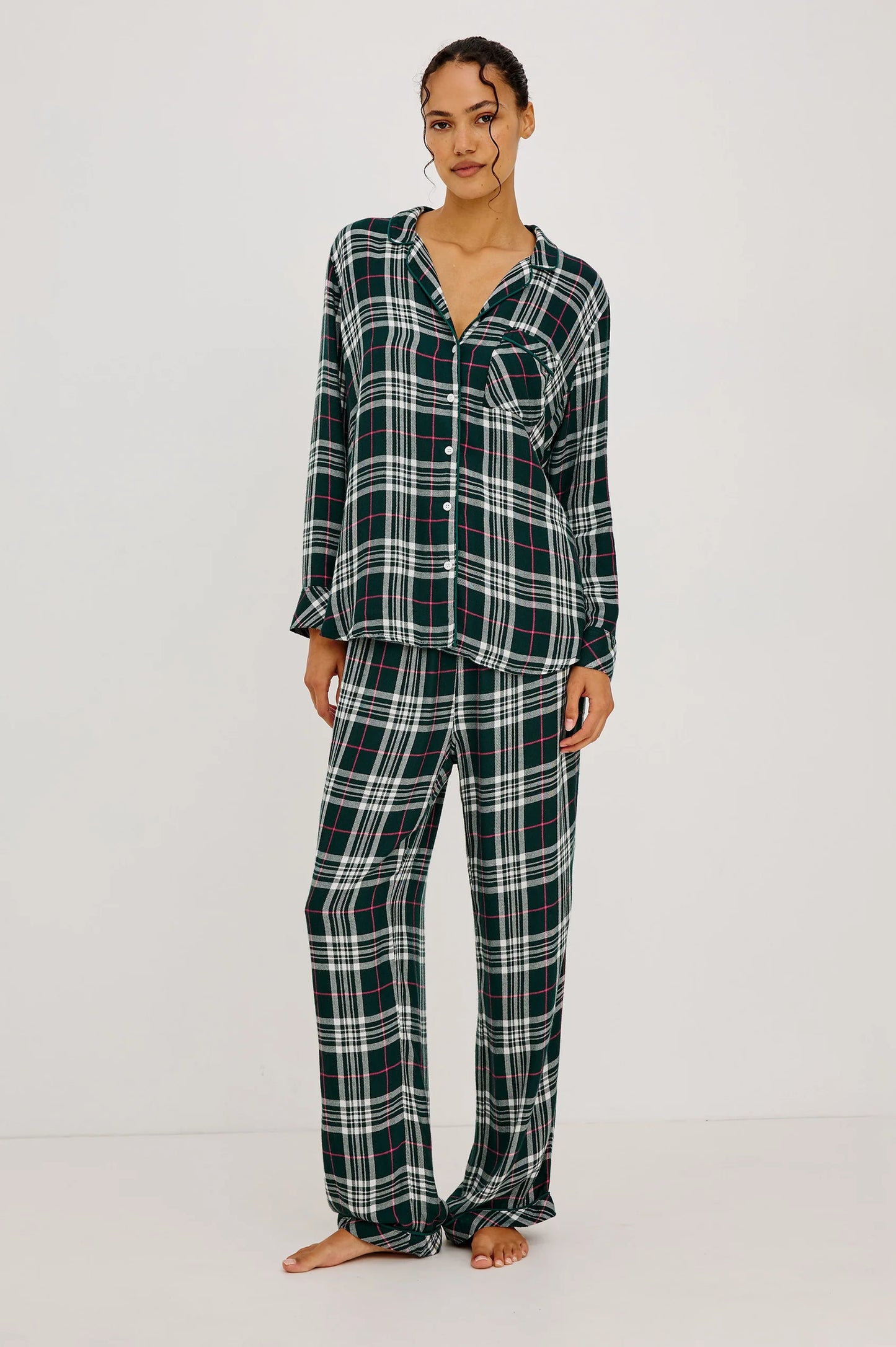 Luna Pajama Set Evergreen Fuschia