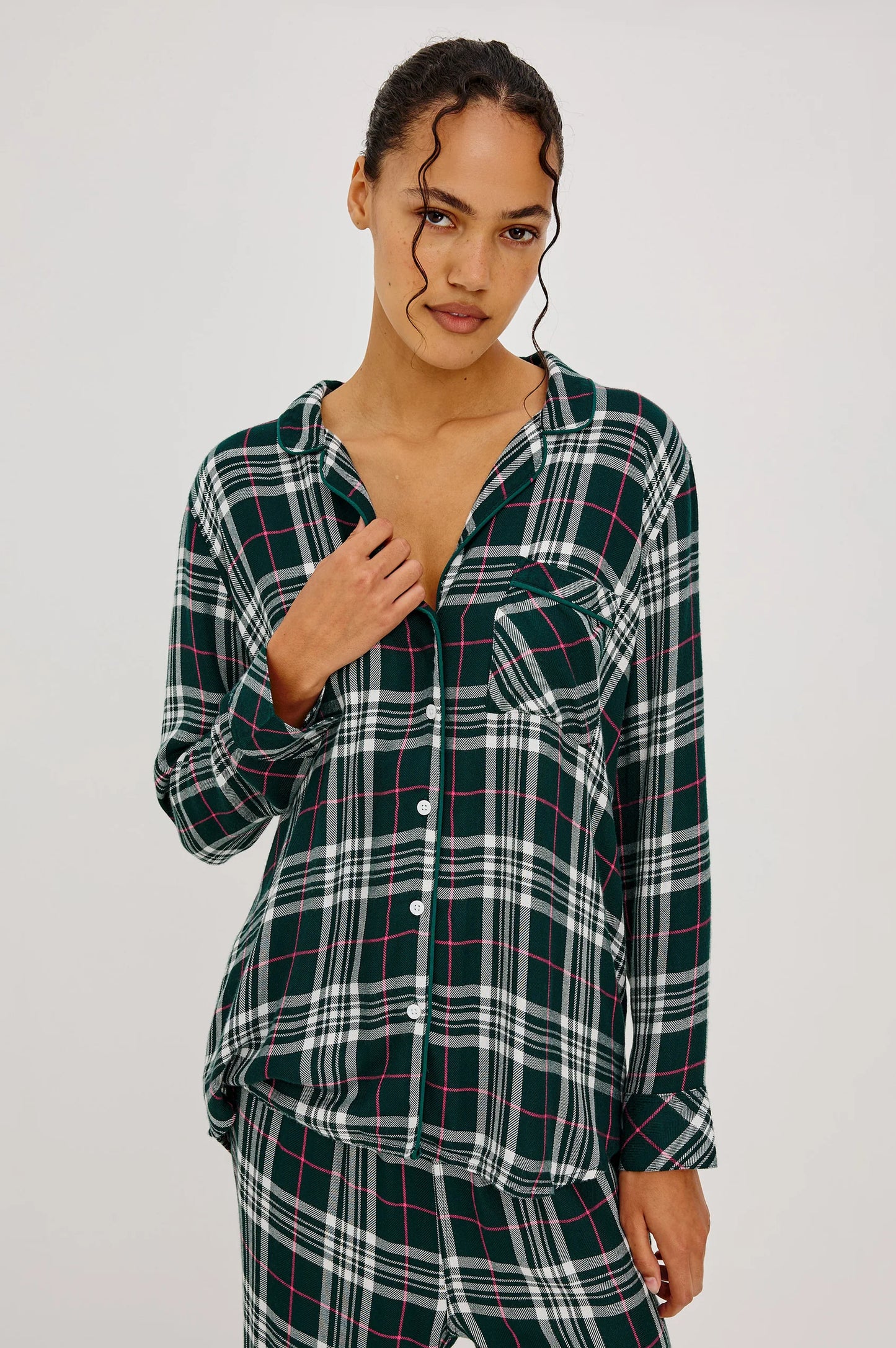 Luna Pajama Set Evergreen Fuschia