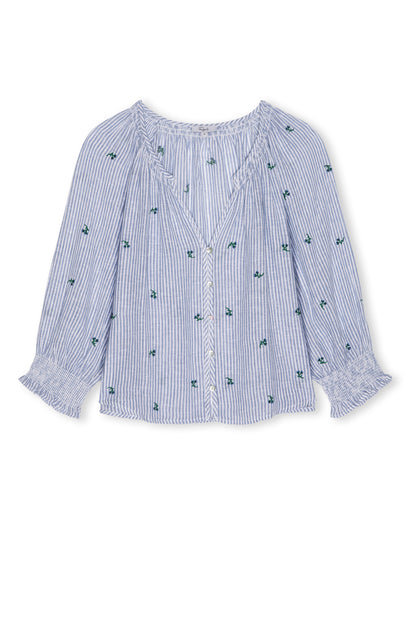 Mariah Shirt Bluebell Embroidered Stripe