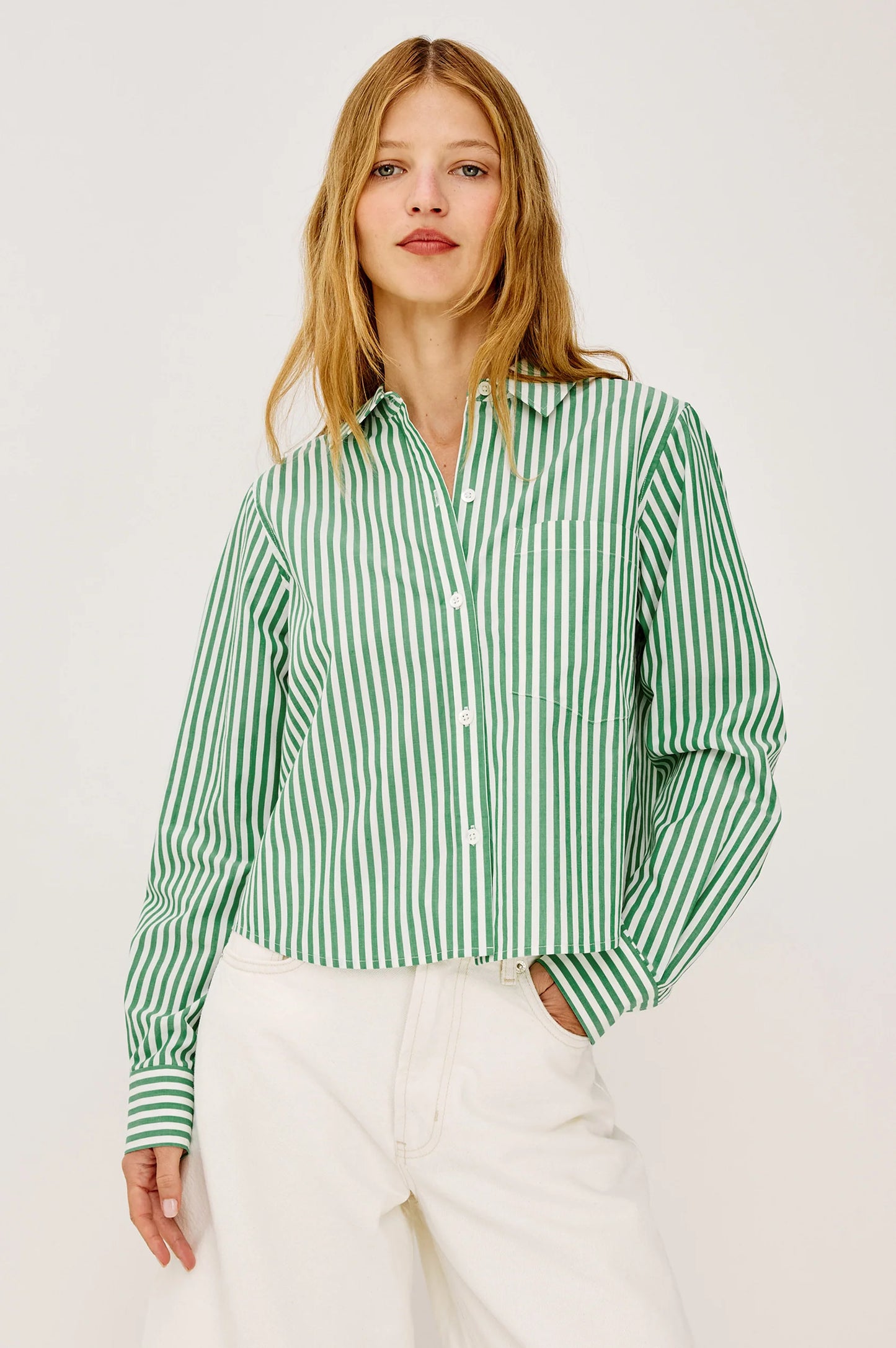 Ramy Shirt Emerald Stripe