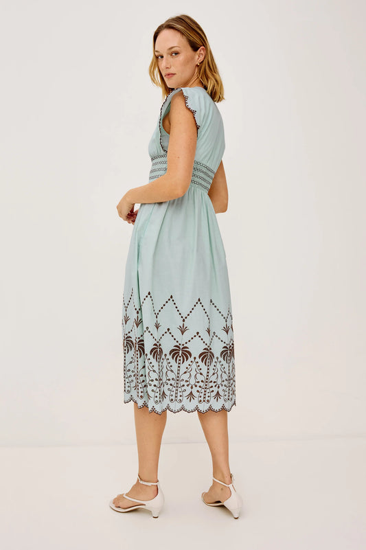 Roxanne Dress Ocean Palms Embroidery