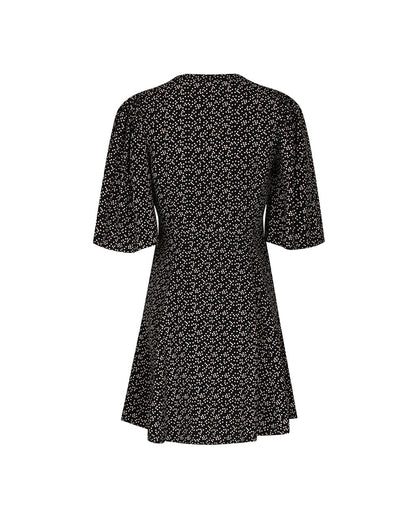 Spring V-Neck Dress Black Dots