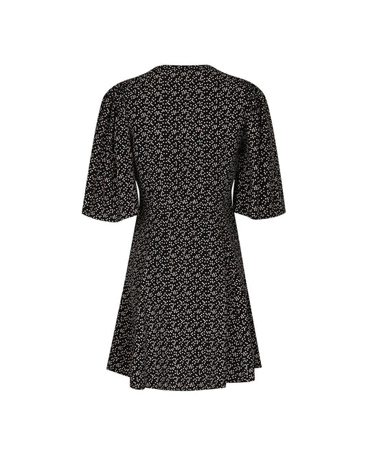 Spring V-Neck Dress Black Dots