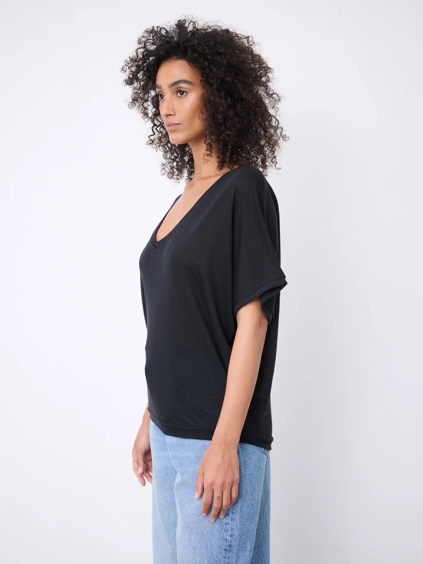 Sophia Linen T-Shirt Noir