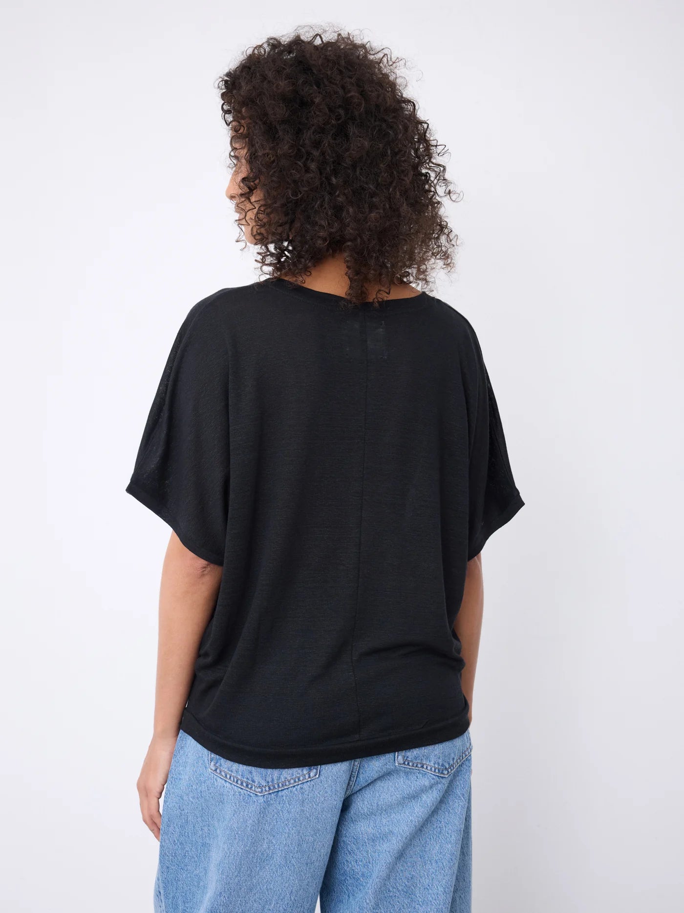 Sophia Linen T-Shirt Noir