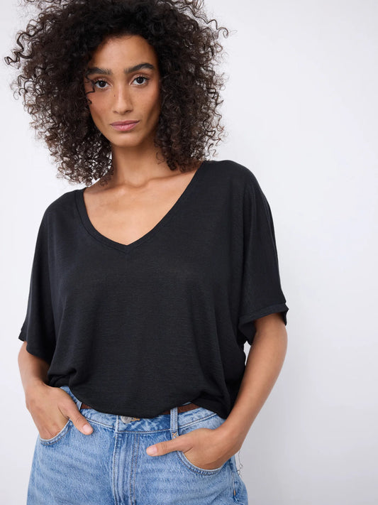 Sophia Linen T-Shirt Noir