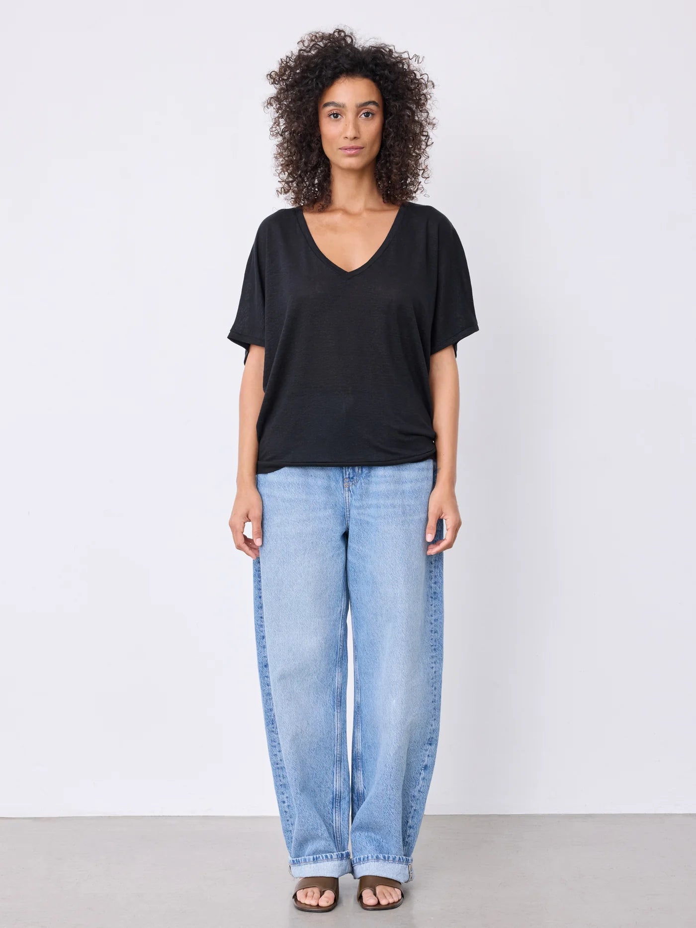 Sophia Linen T-Shirt Noir
