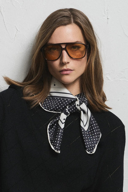 Betty Silk Scarf Cream Fleur Cream/Black