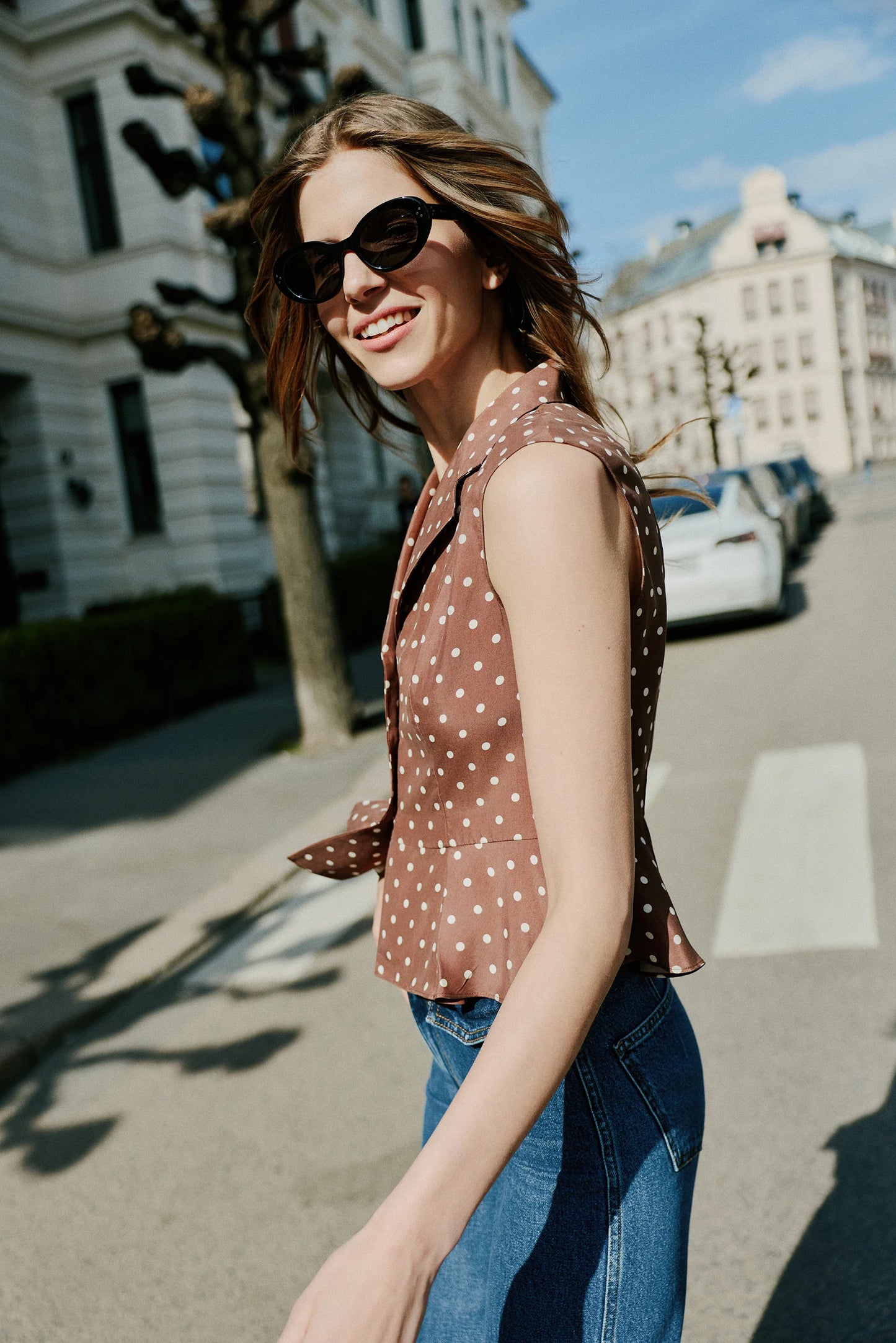 Melrose Blouse Dots Brown
