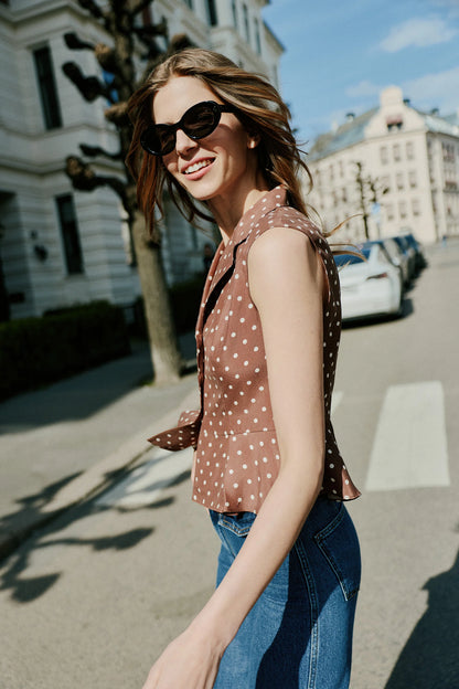 Melrose Blouse Dots Brown