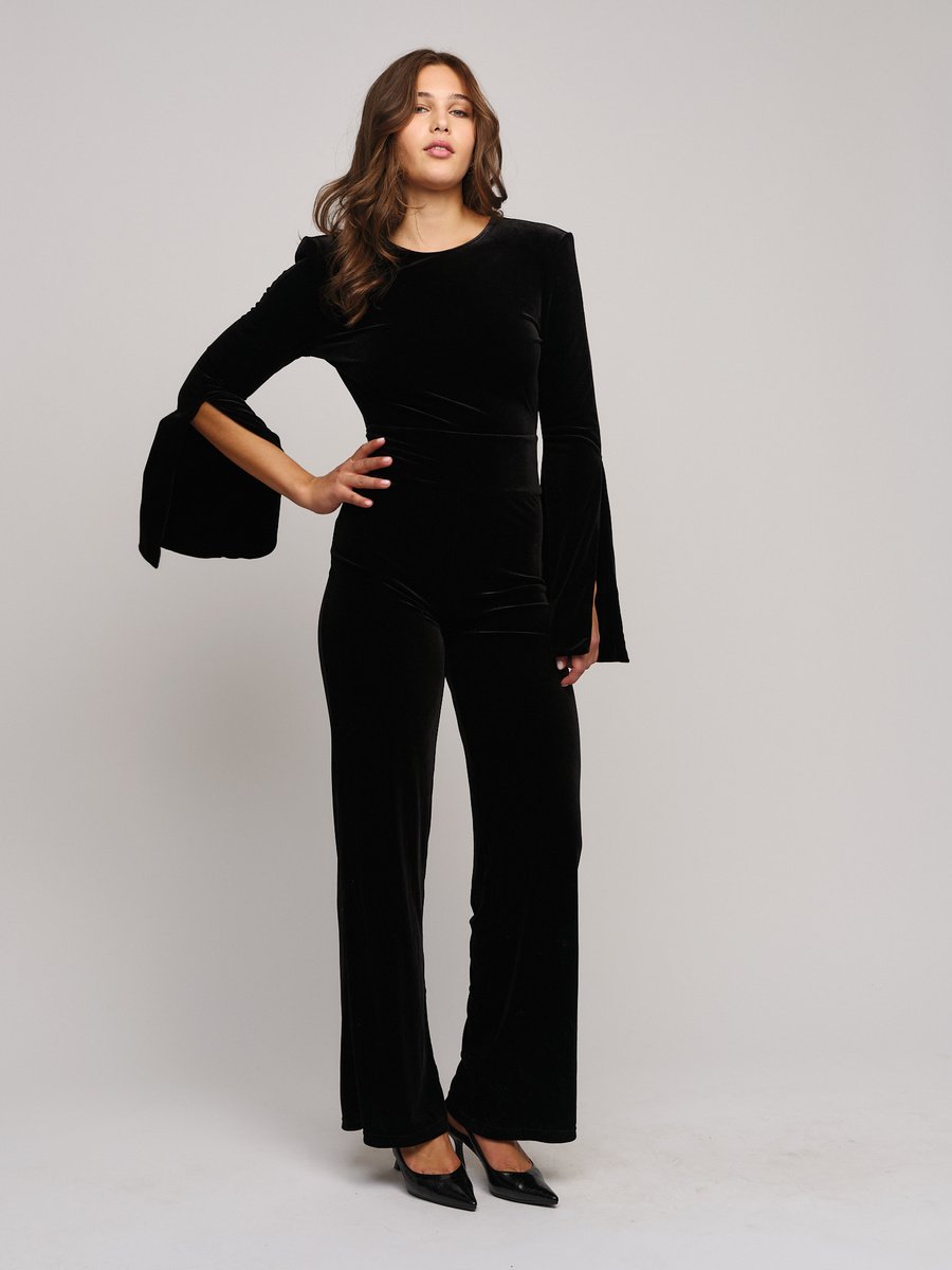 Amira Velour Jumpsuit Black