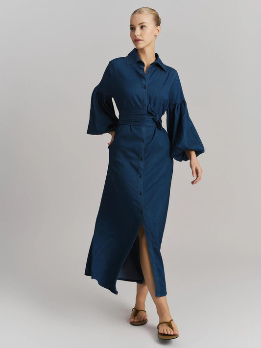 Inez Tencel Dress Dark Blue