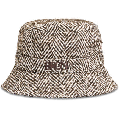 Bucket Hat Brown Herringbone