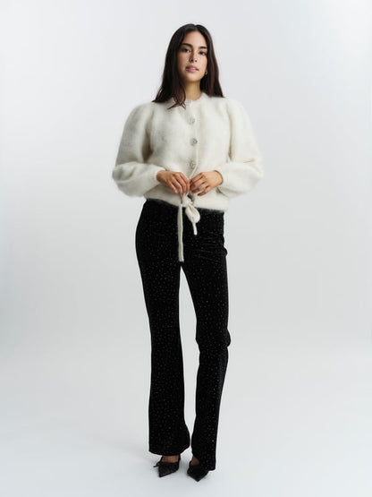 Madeleine Stud Velour Pant Black