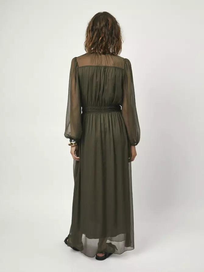 Absolute Pleaed Boho Dress Utility Green - No22 Damplassen