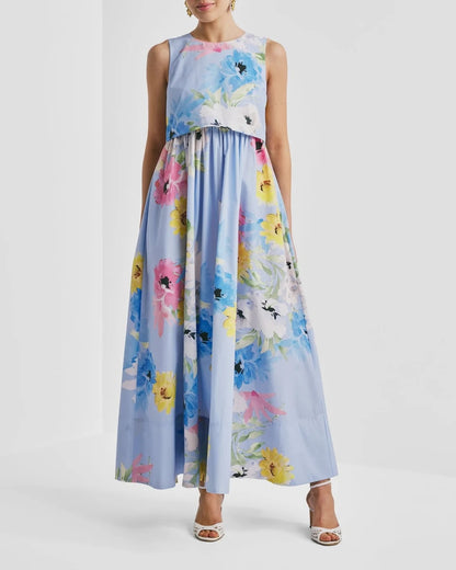 Cotton Taffeta Maxi Dress Sky Breeze