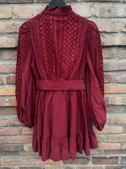 Baby Cord Shirt Dress Burgundy - No22 Damplassen