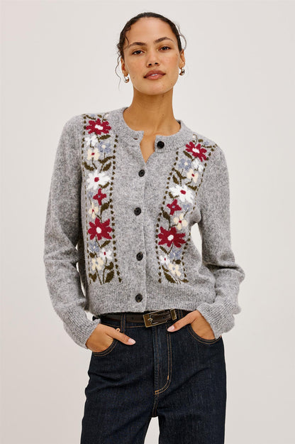 Millie Cardigan Grey Flora
