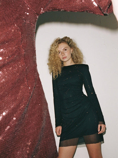 Jamie Rhinestone Dress Black