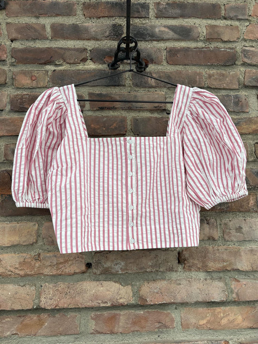 Seersucker Top Pink Stripe