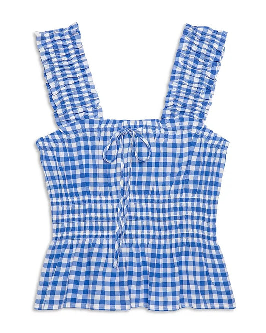 Donna Top Azure Gingham