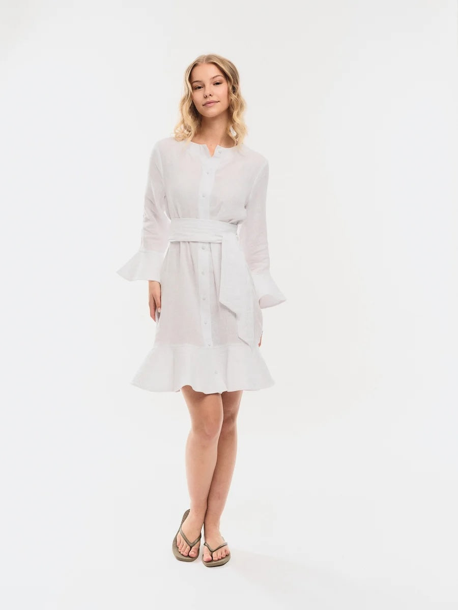 Gabrielle Linen Dress White