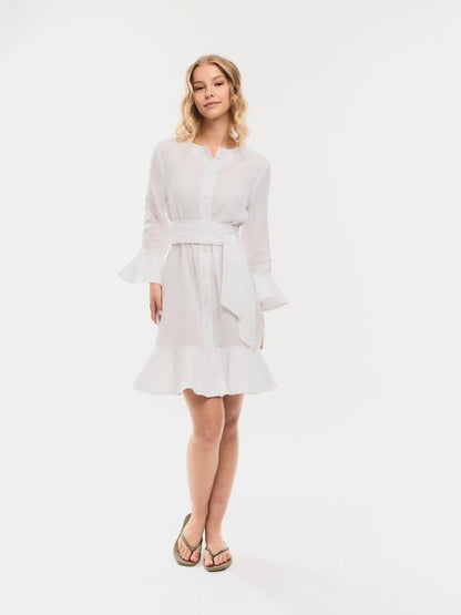 Gabrielle Linen Dress White