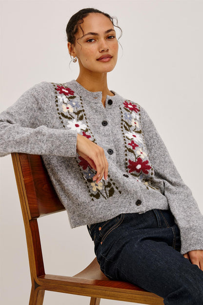 Millie Cardigan Grey Flora