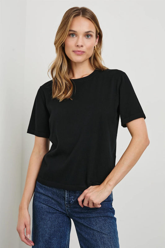 Cotton Cashmere Short Sleeve Tee Black - No22 Damplassen