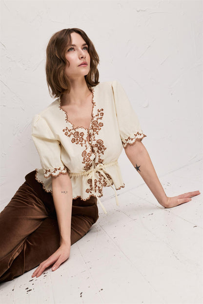 Hennie Blouse White/Clay