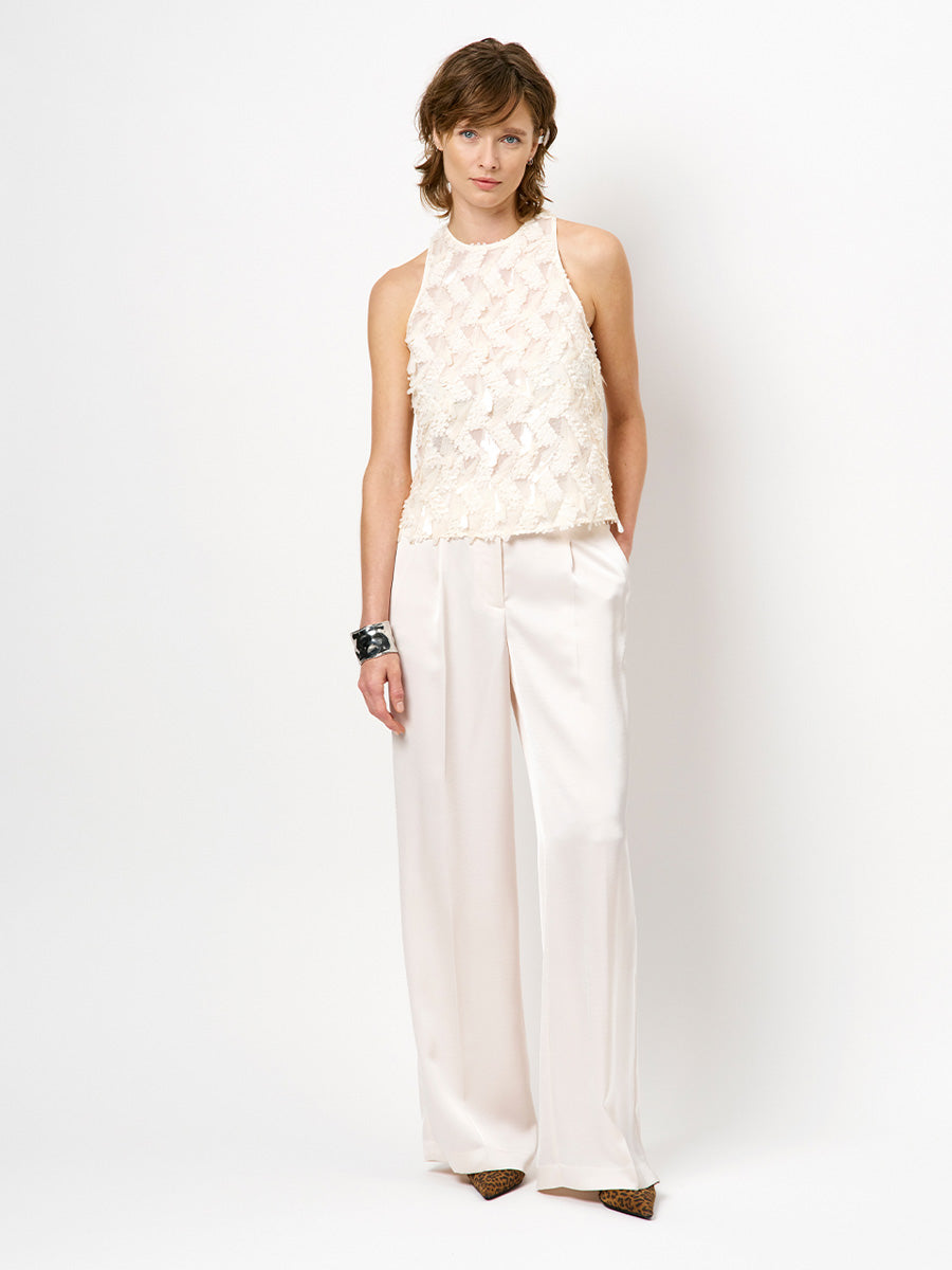 Corin Sequins Relaxed Fit Tank Top Butter Cream