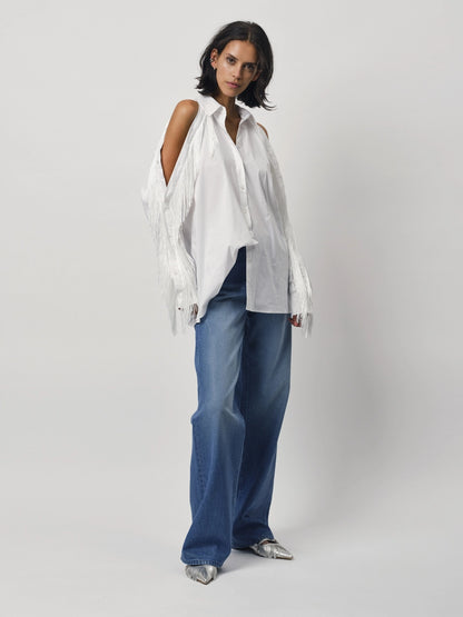 Dandy Plain Fringed Shirt Optic White