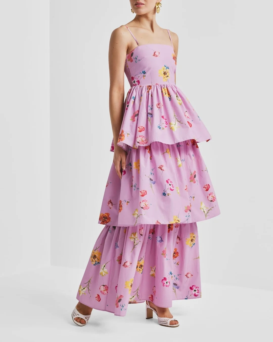 Cotton Taffeta Bandeau Dress Pink Bloom