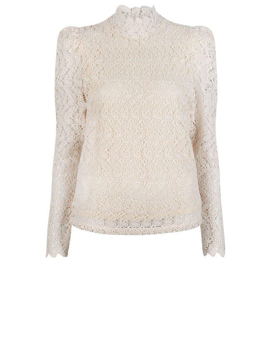 Dunley Lace Long Sleeve Top Butter Cream - No22 Damplassen