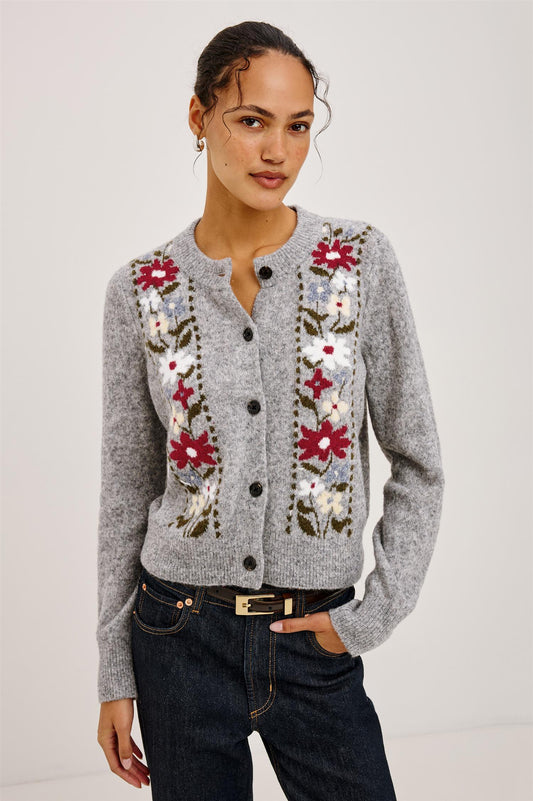 Millie Cardigan Grey Flora