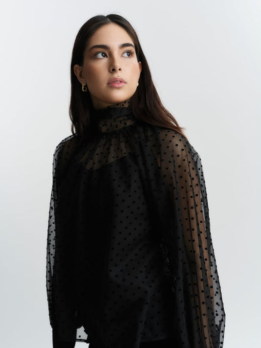 Lillian Organza Blouse Black