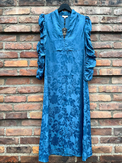 Jacquard V-Neck Dress French Blue - No22 Damplassen
