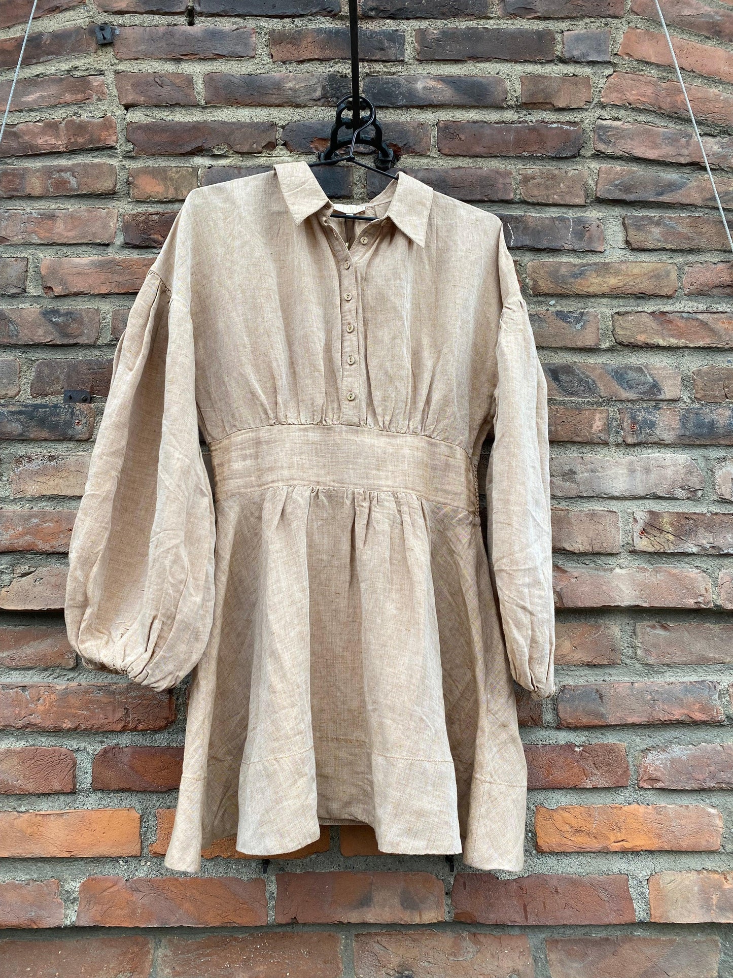 Linen Mini Dress Beige Melange - No22 Damplassen