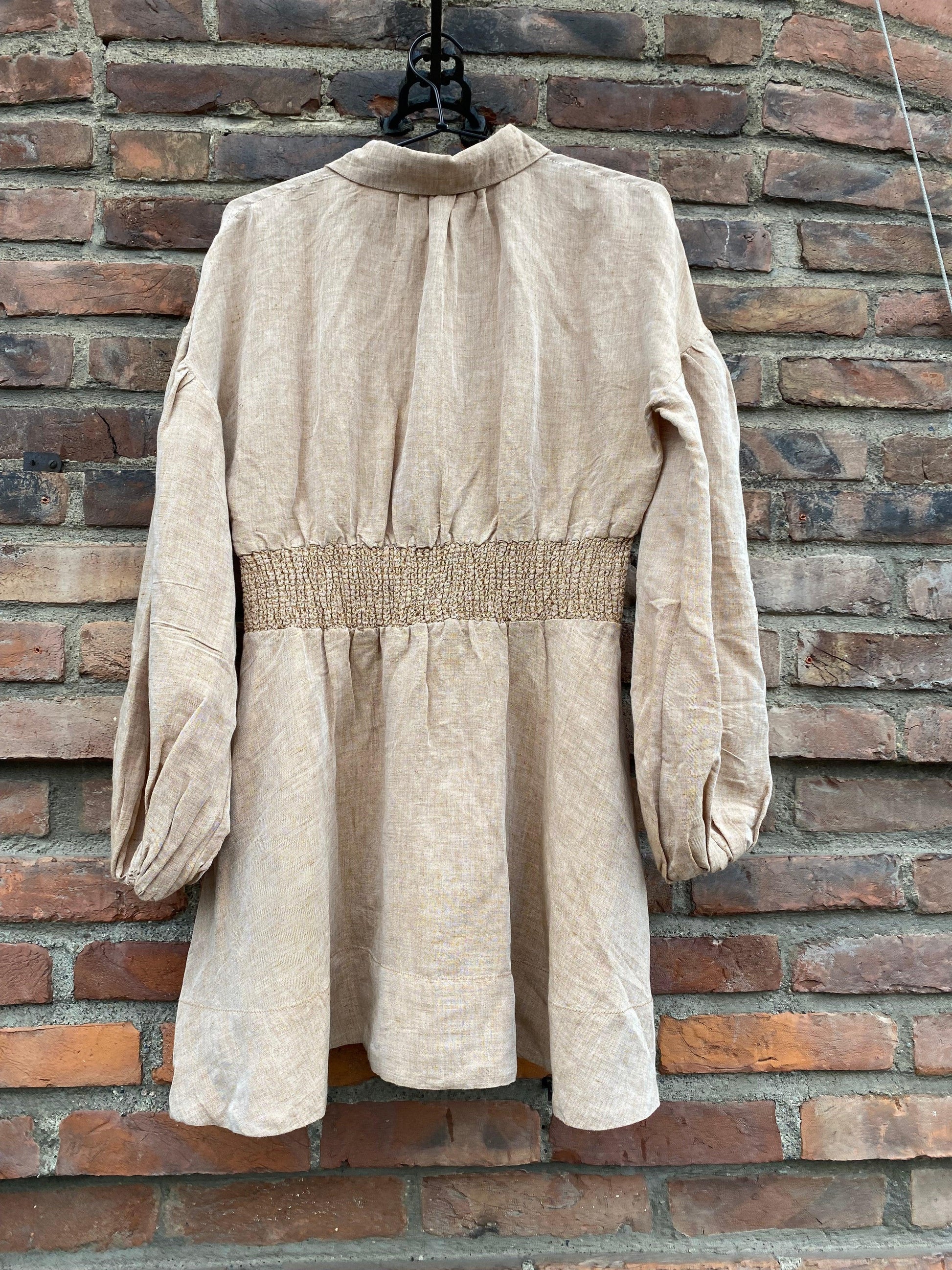 Linen Mini Dress Beige Melange - No22 Damplassen