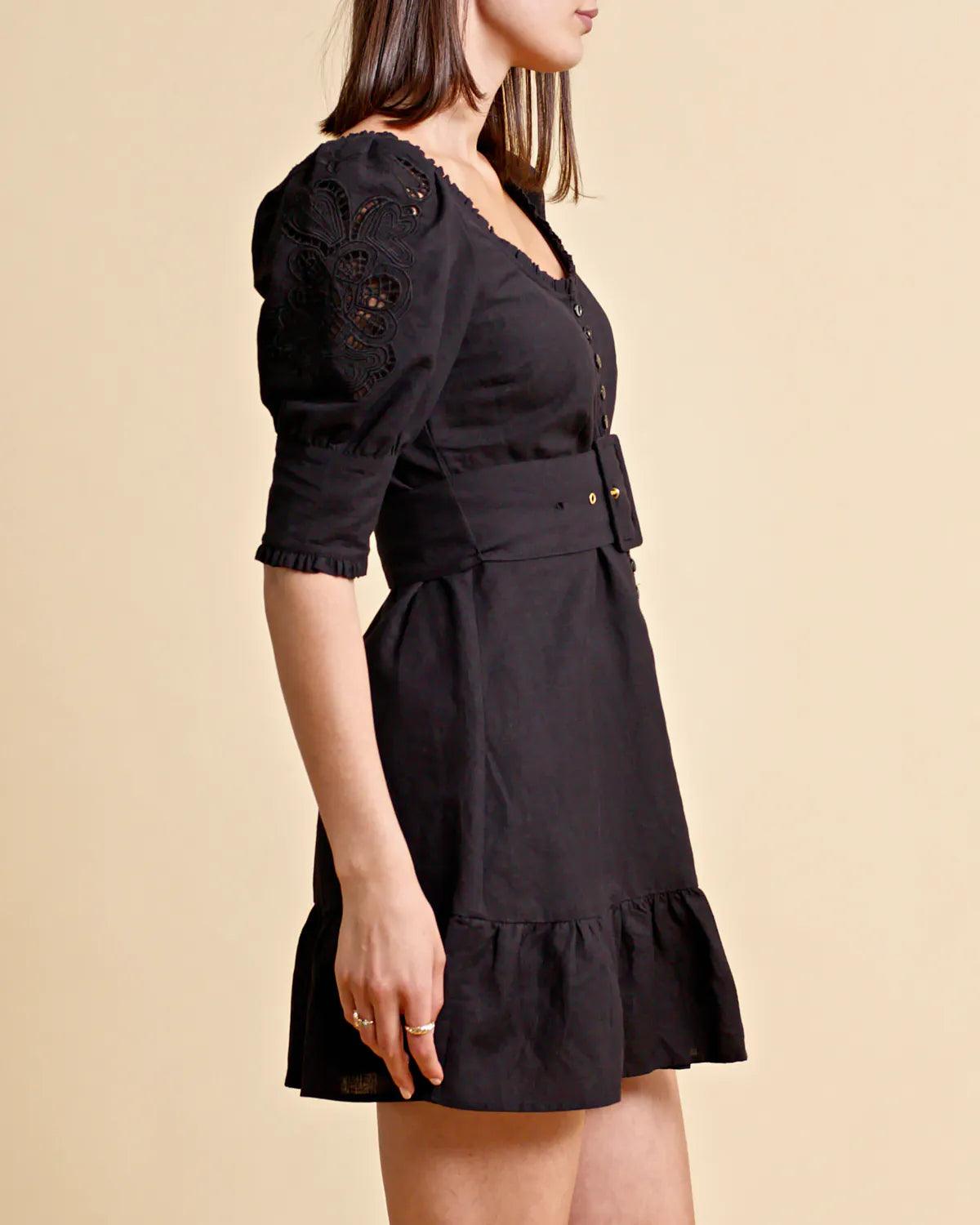 Linen Mini Dress Black - No22 Damplassen