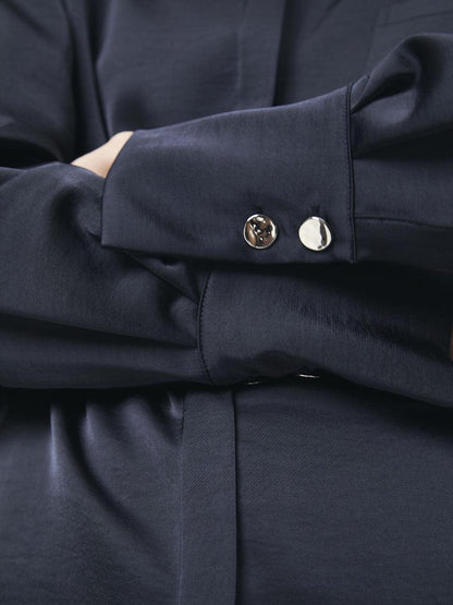 Louda Button Up Long Shirt Carbon Blue - No22 Damplassen