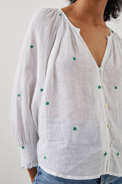 Rails - Mariah Shirt Green Daisy Embroidery - No22 Damplassen