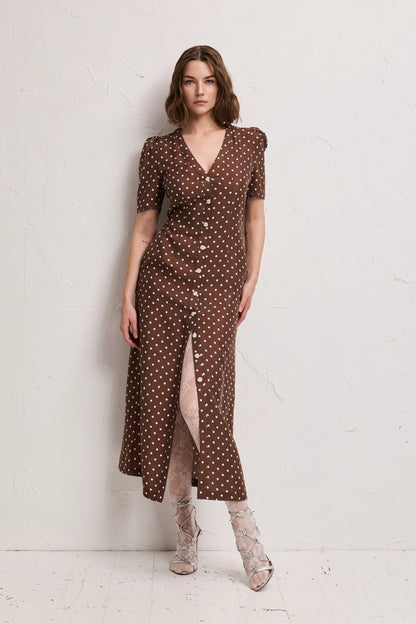 Nima Dress Dots Brown