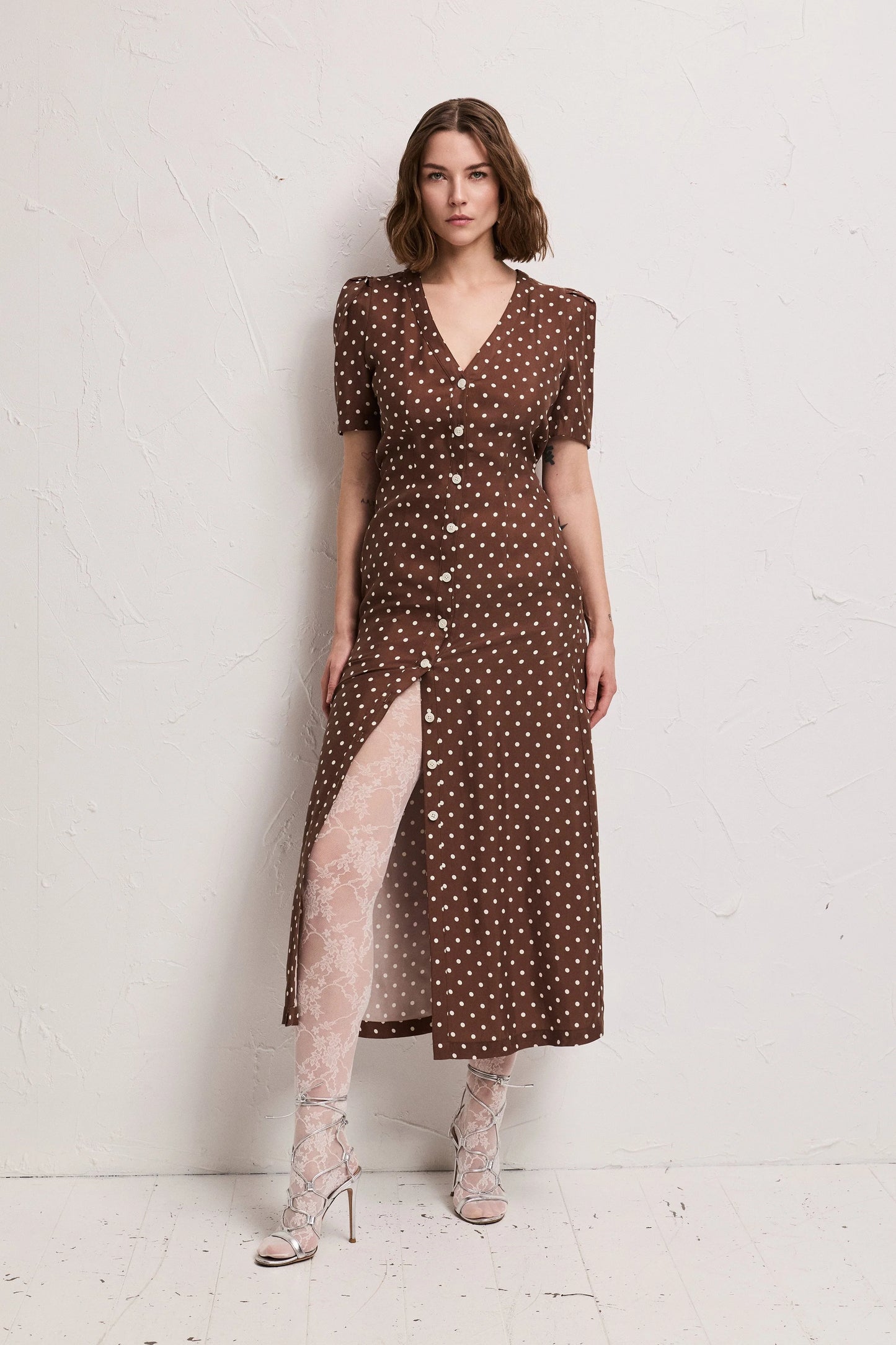 Nima Dress Dots Brown
