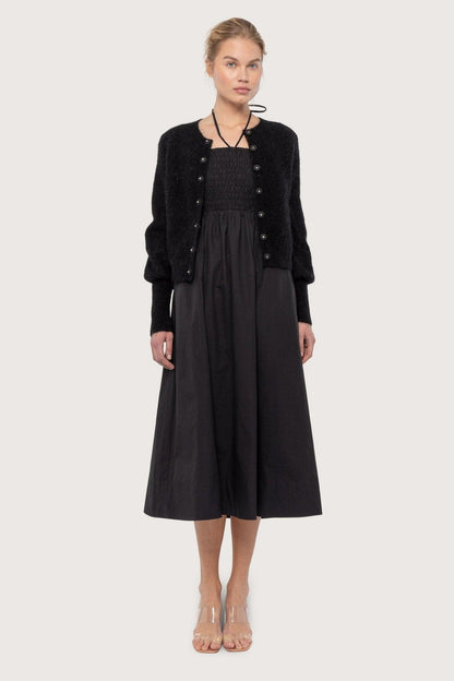 Poplin Smocked Dress Black - No22 Damplassen