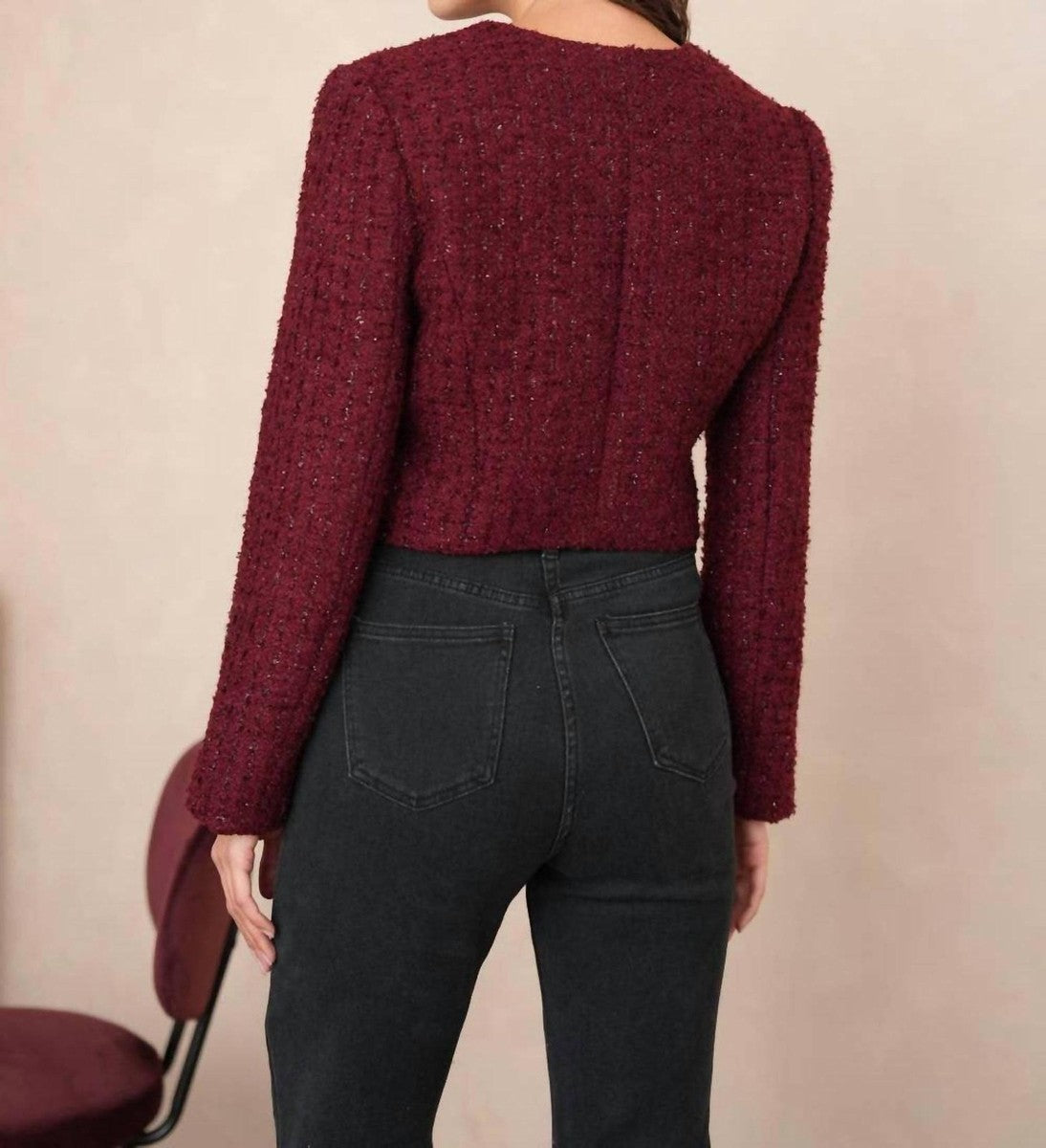 Tweed Blazer Short Bordeaux