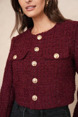 Tweed Blazer Short Bordeaux