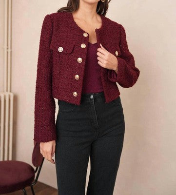 Tweed Blazer Short Bordeaux