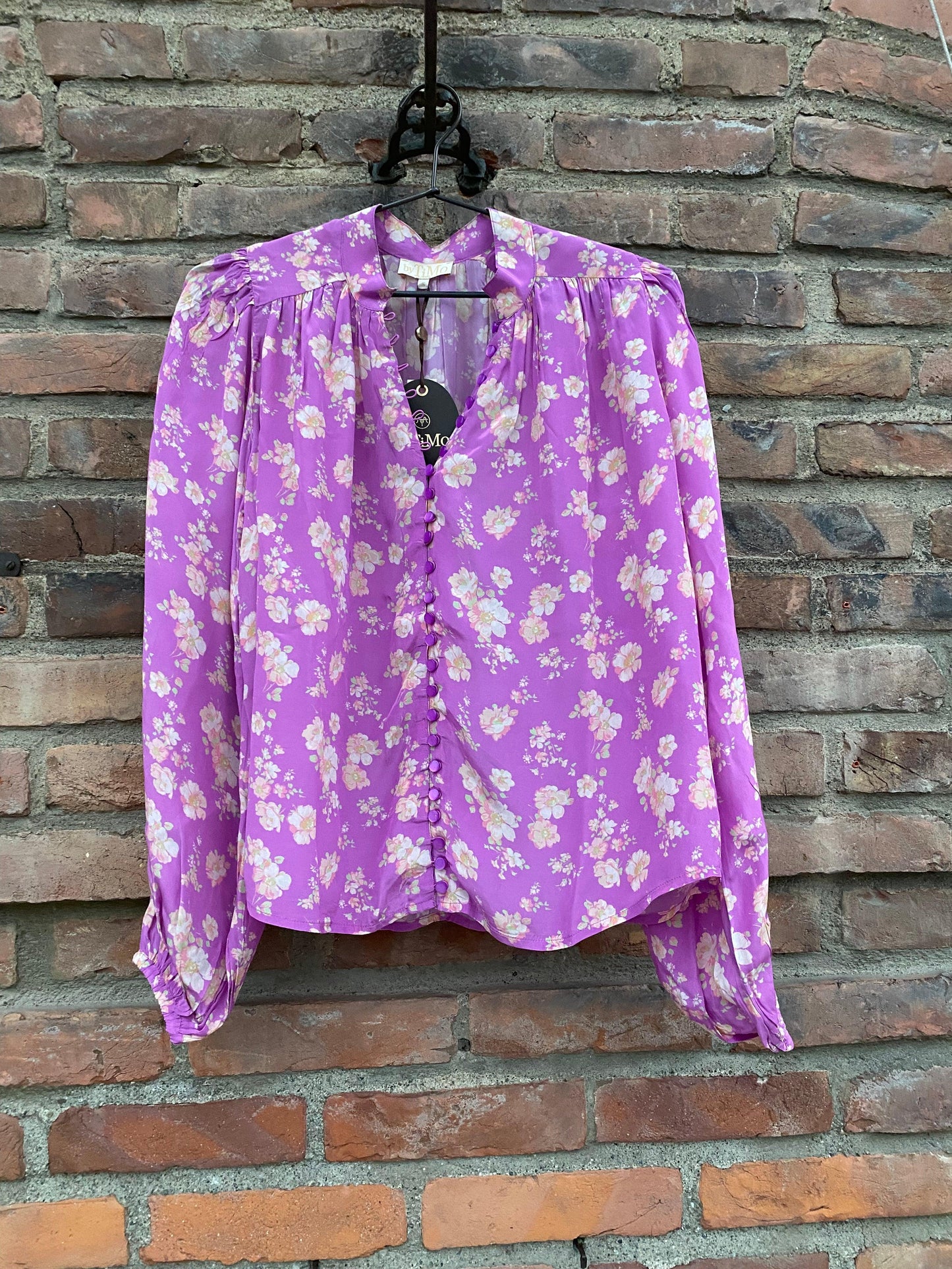 Satin Shirt Purple Blossom - No22 Damplassen