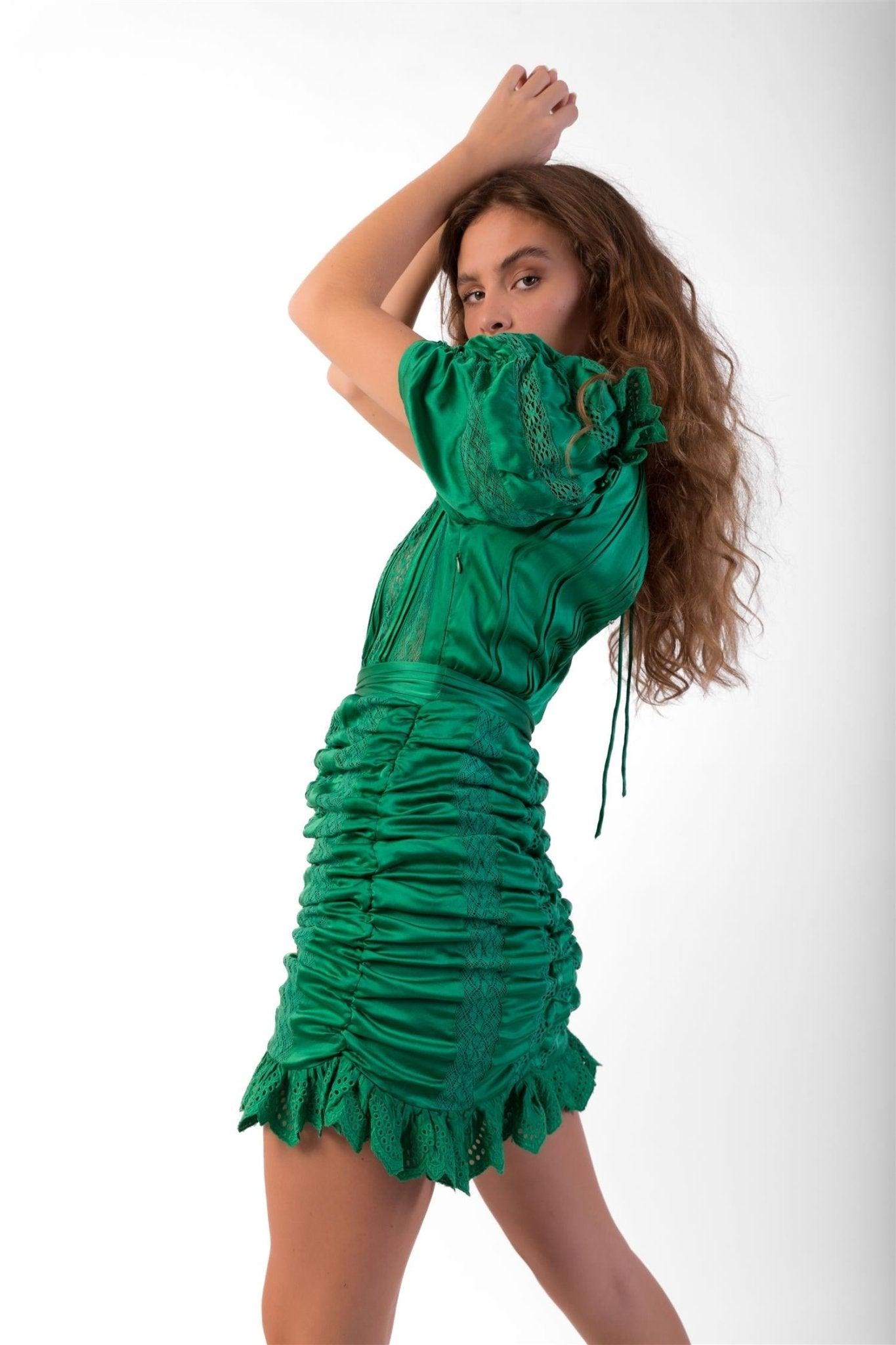 Sienna Lace Dress Green - No22 Damplassen